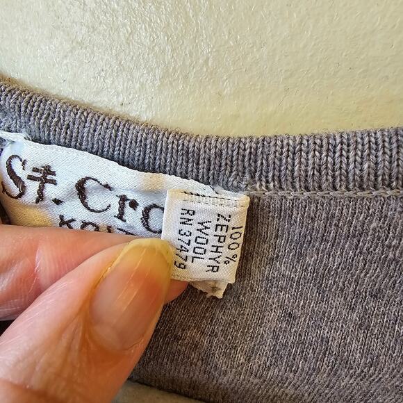 Vintage St Croix Sweater Mens XL Tall Green V Neck Pullover Zephyr Wool Preppy - Picture 7 of 7